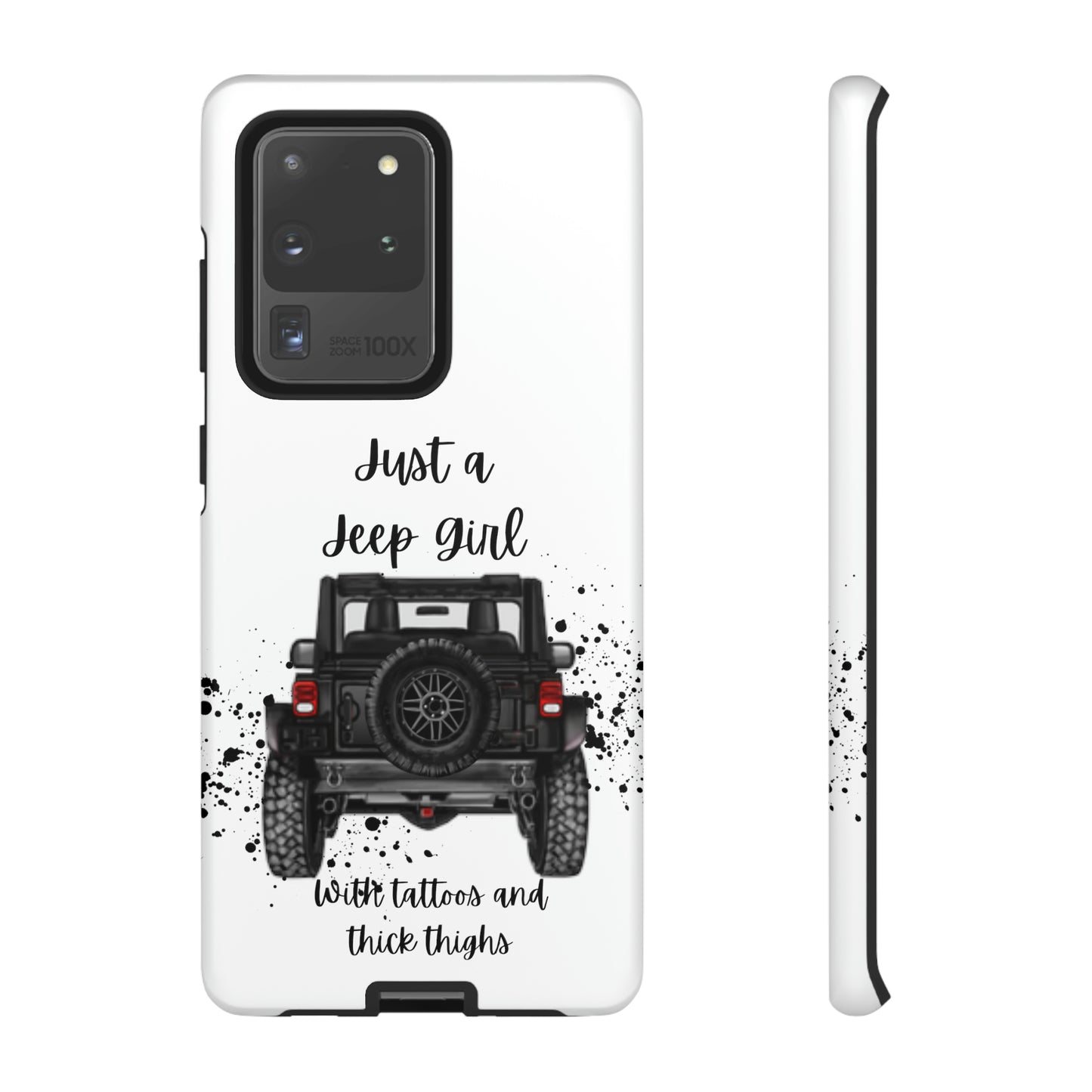 Off Road Girl with Tattoos and Thick Thighs Black Protective Phone Case