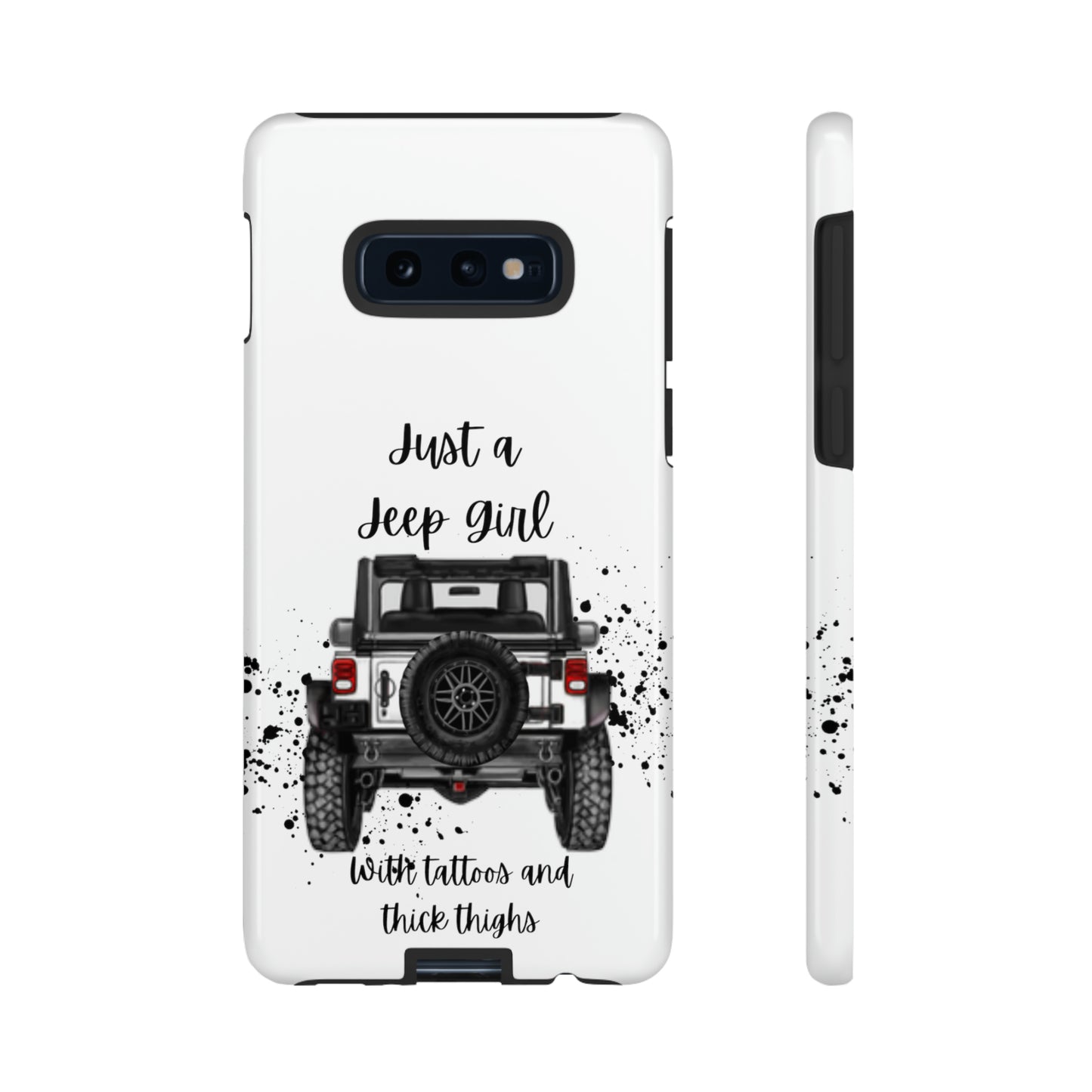 Off Road Girl with Tattoos and Thick Thighs Black Protective Phone Case