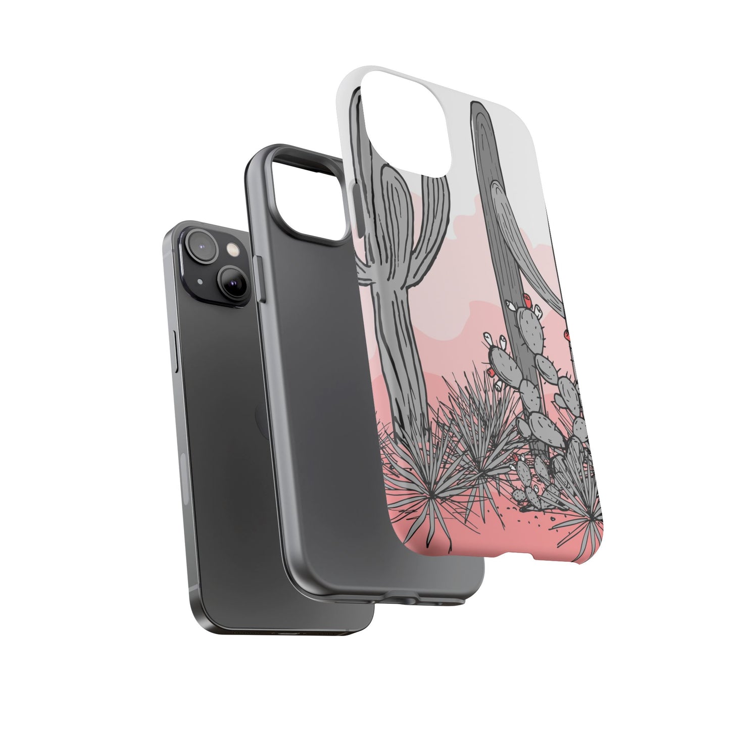 Pastel Cactus Sunset Protective Phone Case