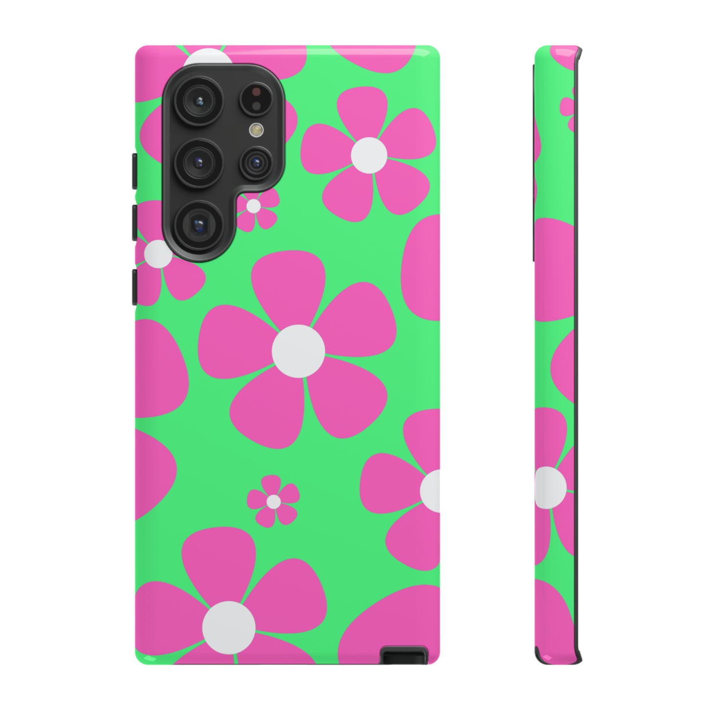 Green with pink flowers protective case