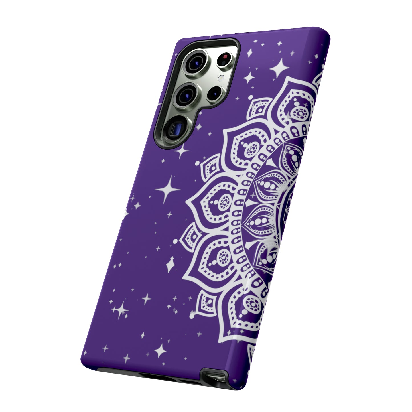 Purple mandala protective phone case for iPhone, Samsung and Google