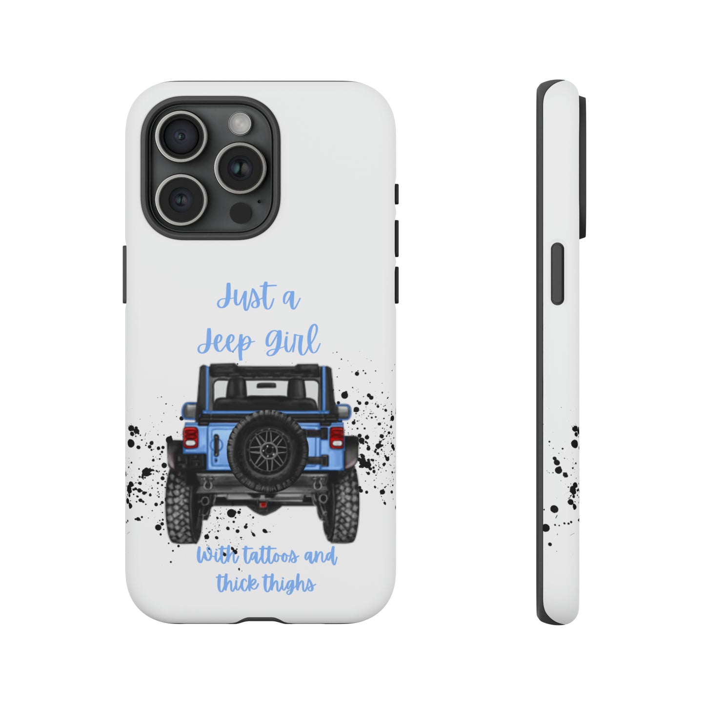 Off Road Girl with Tattoos and Thick Thighs Blue Protective Phone Case