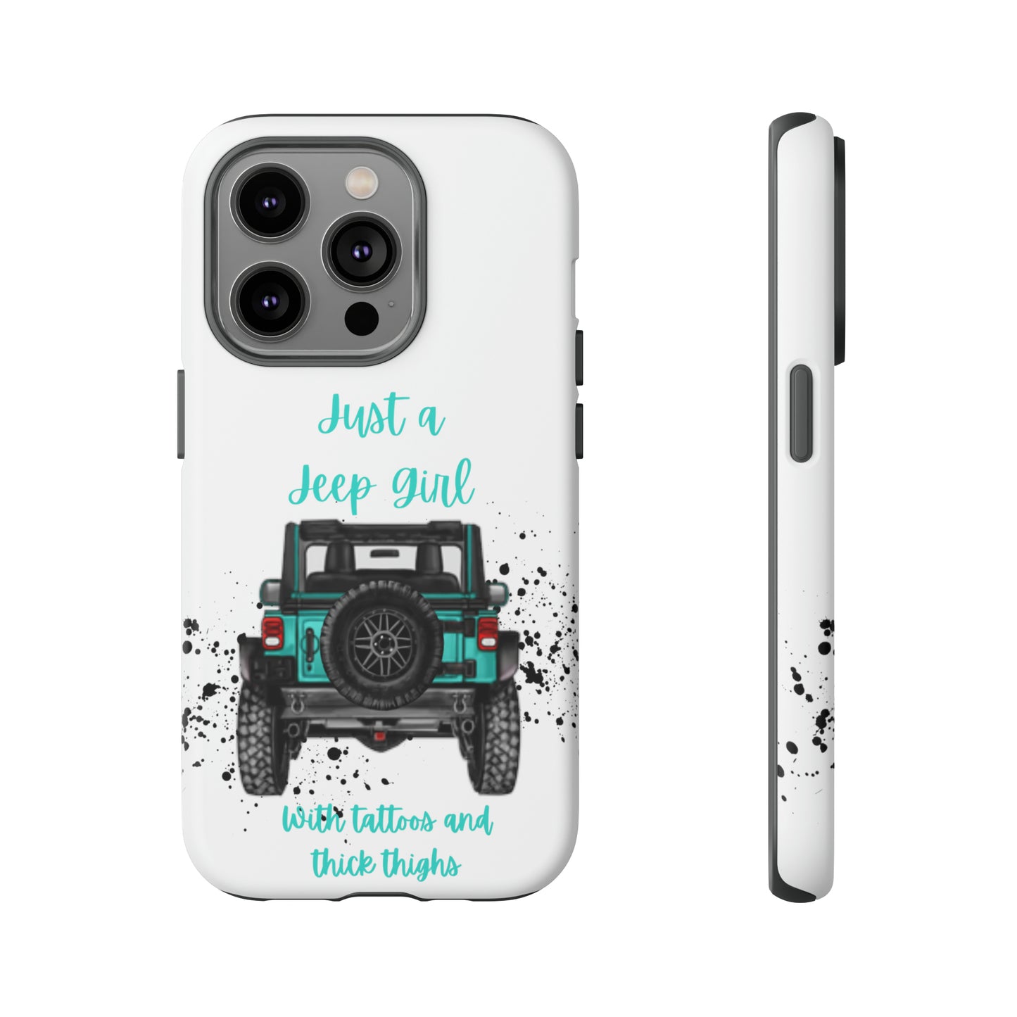 Off Road Girl with Tattoos and Thick Thighs Turquoise Protective Phone Case