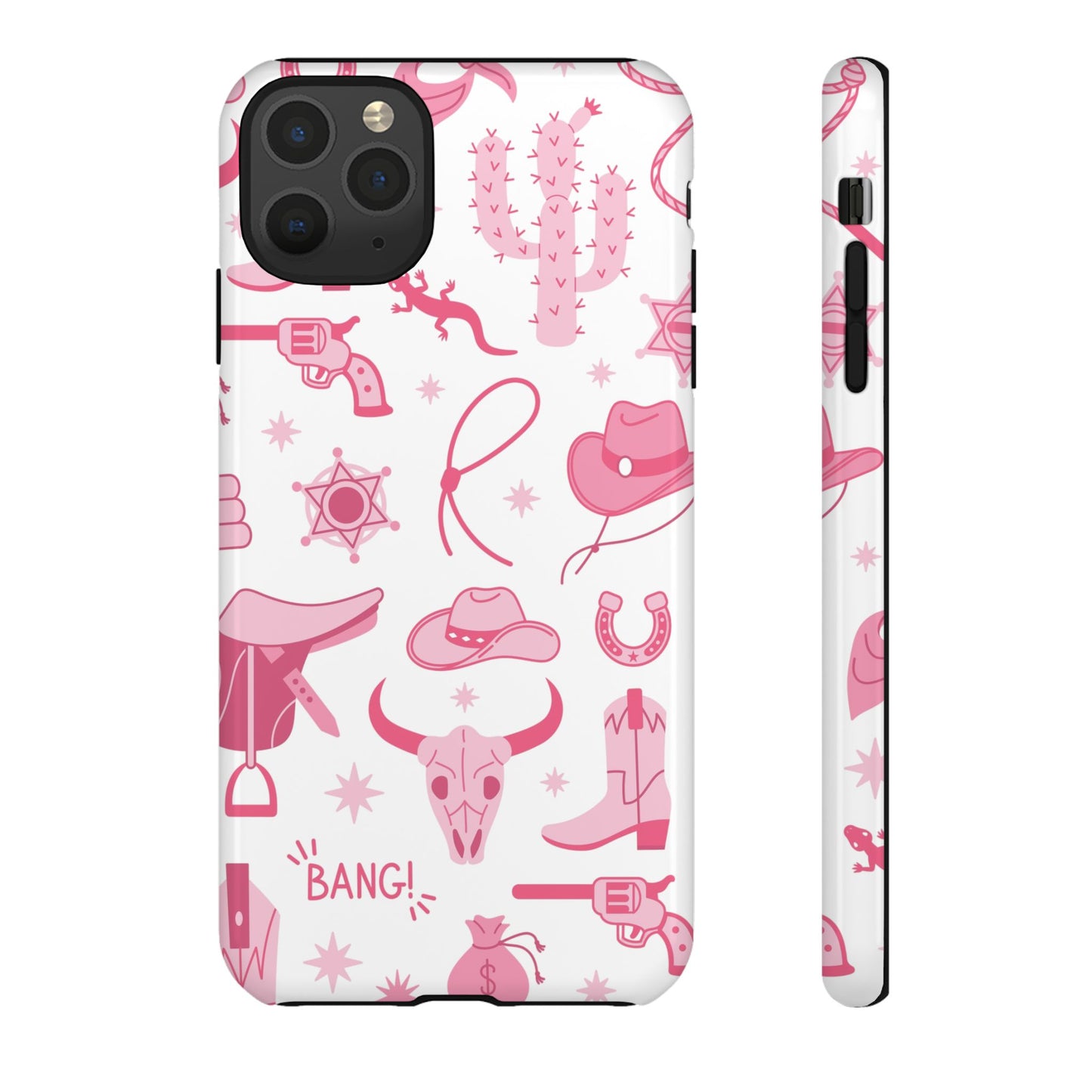 Pink Western Protective Phone Case for Iphone, Samsung and Google Phones