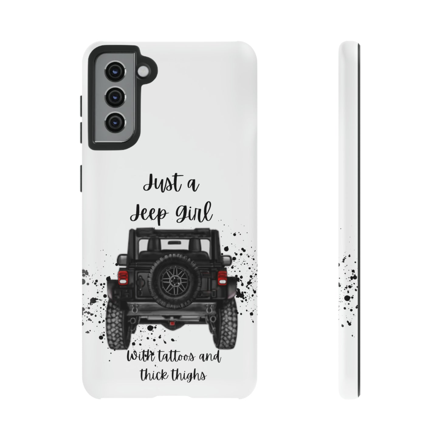 Off Road Girl with Tattoos and Thick Thighs Black Protective Phone Case