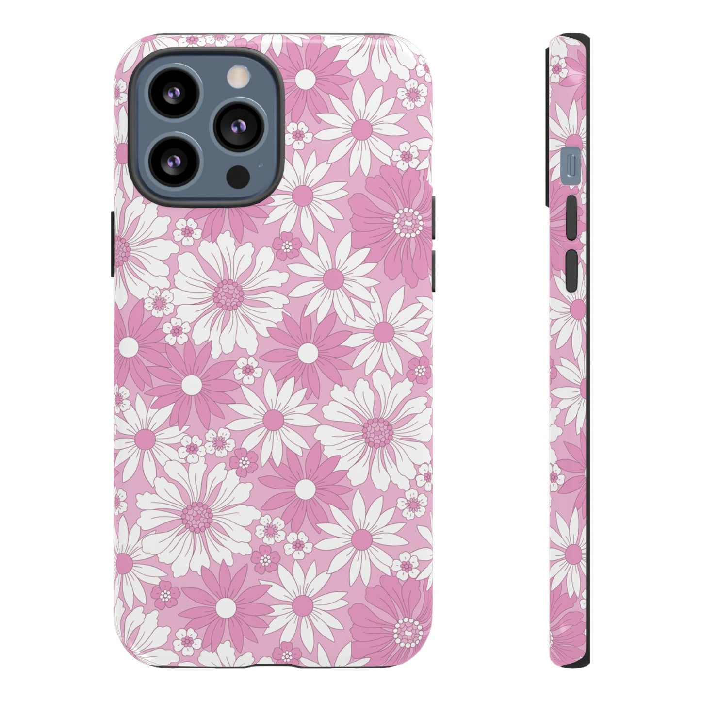 Pink and White Flowers Protective Phone Case