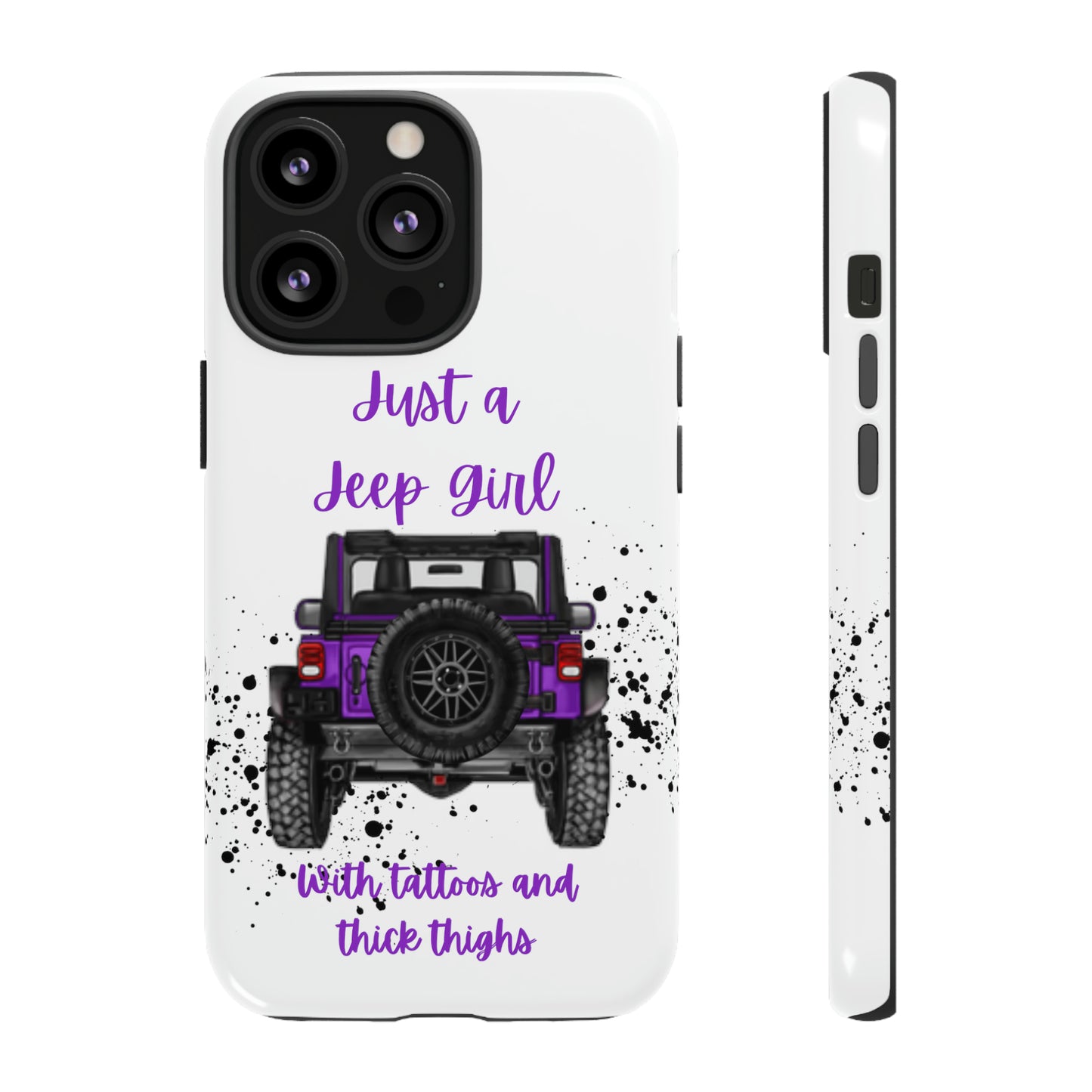 Off Road Girl with Tattoos and Thick Thighs Purple Protective Phone Case