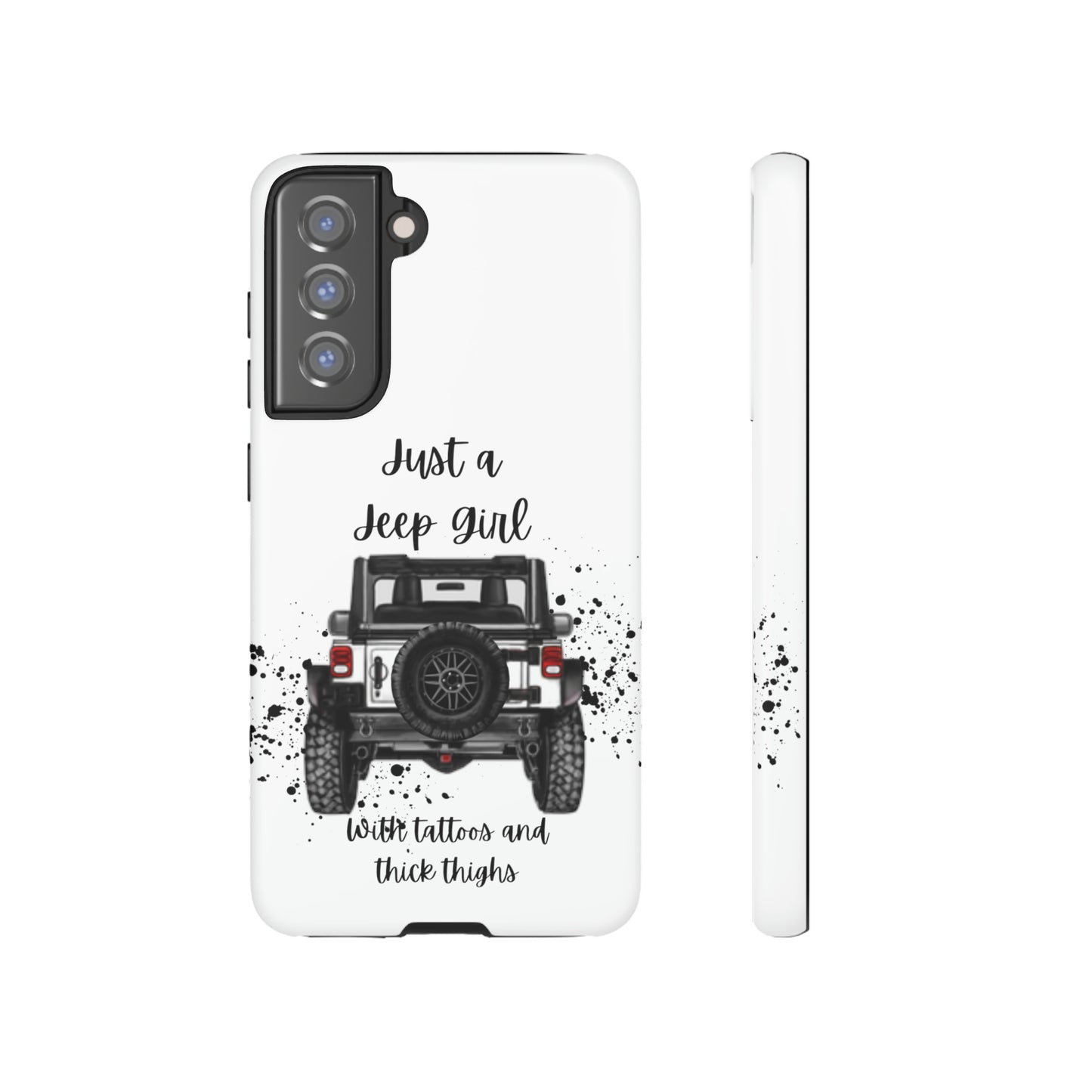 Off Road Girl with Tattoos and Thick Thighs Black Protective Phone Case