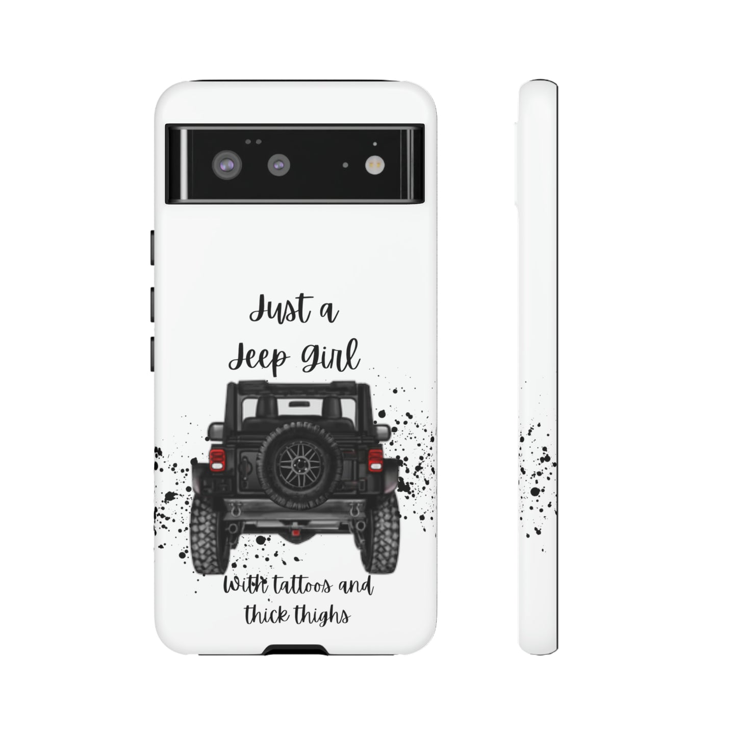 Off Road Girl with Tattoos and Thick Thighs Black Protective Phone Case