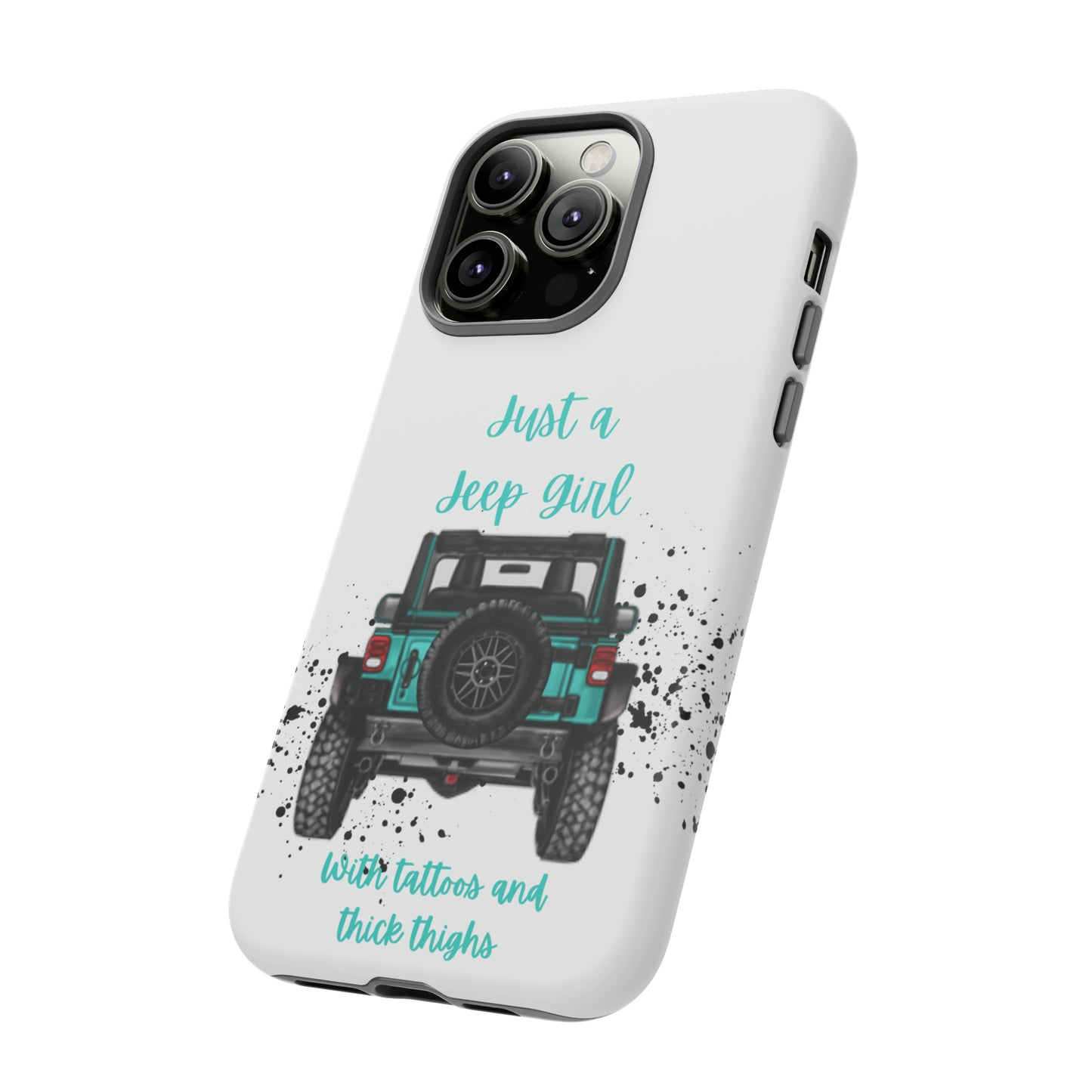 Off Road Girl with Tattoos and Thick Thighs Turquoise Protective Phone Case