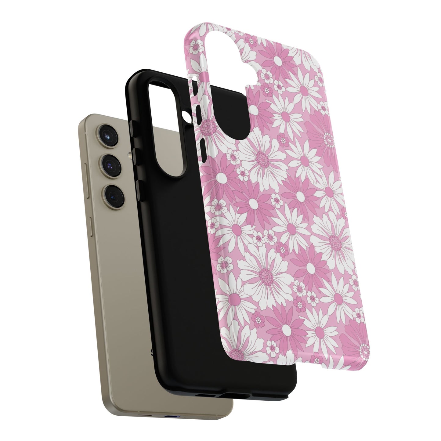 Pink and White Flowers Protective Phone Case