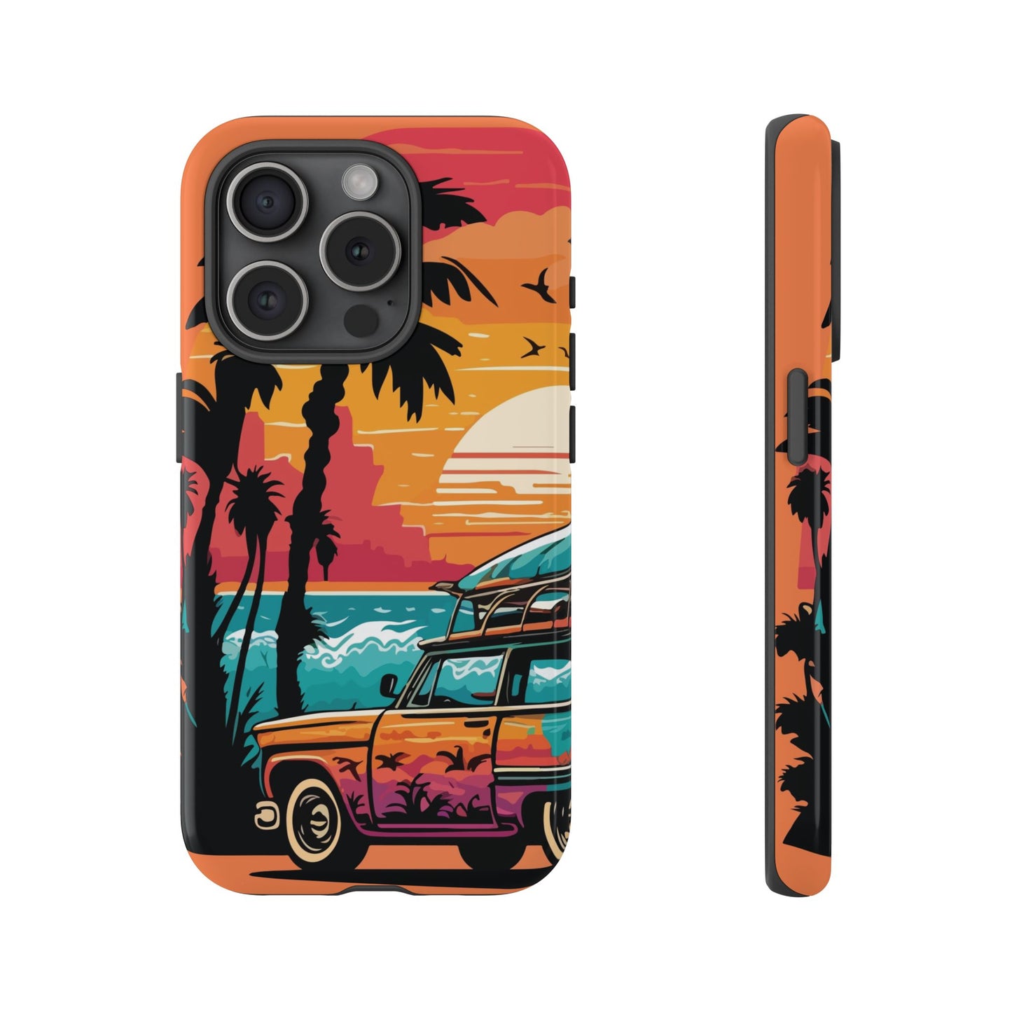 Summer Retro Sunset Protective Phone Case