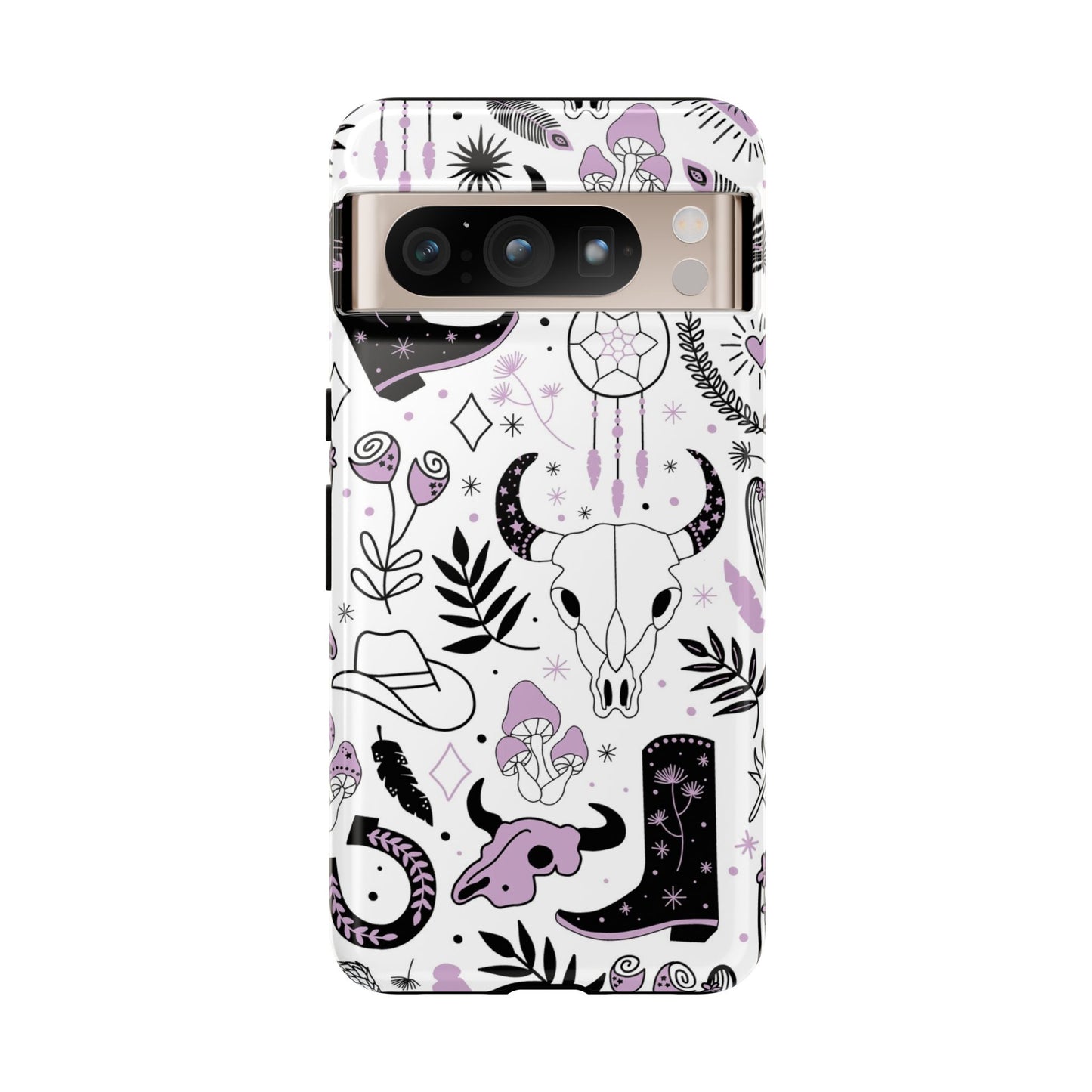 Purple and Black Western Protective Drop Proof Case Iphone, Samsung and Google phones
