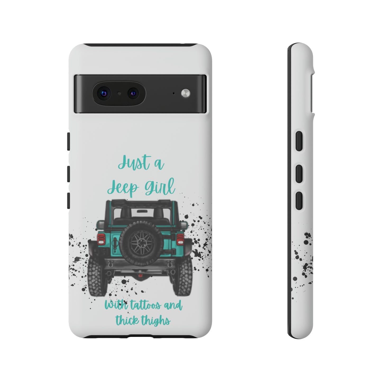 Off Road Girl with Tattoos and Thick Thighs Turquoise Protective Phone Case