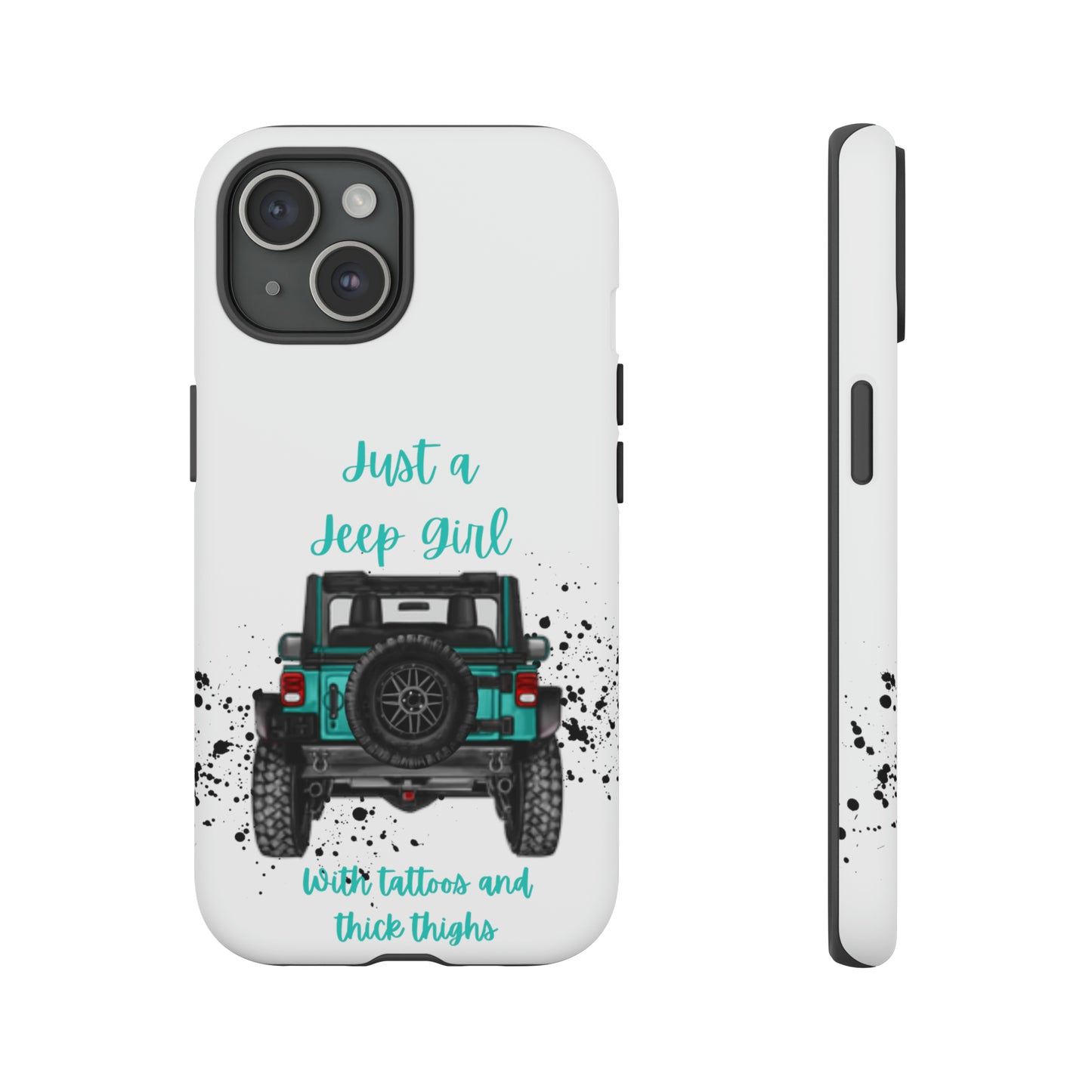 Off Road Girl with Tattoos and Thick Thighs Turquoise Protective Phone Case