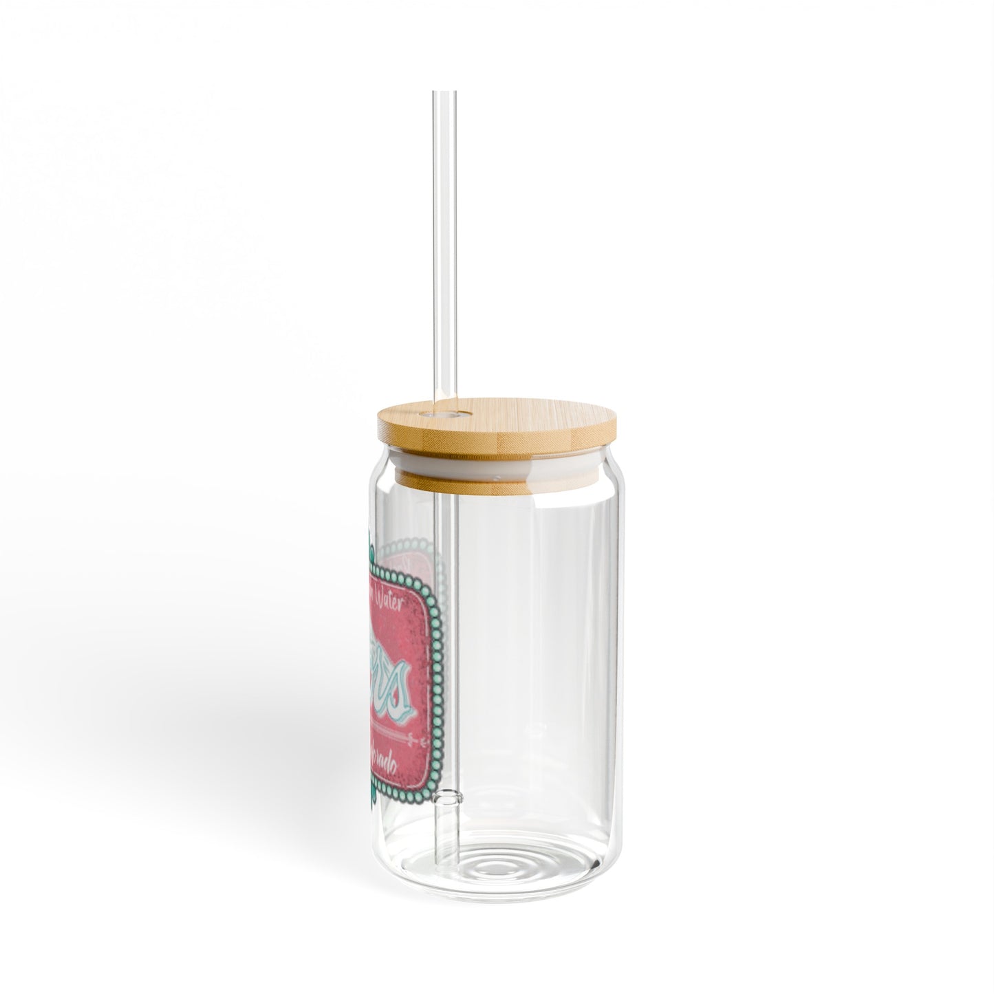Pink Coors 16oz Glass Can with Lid and Straw