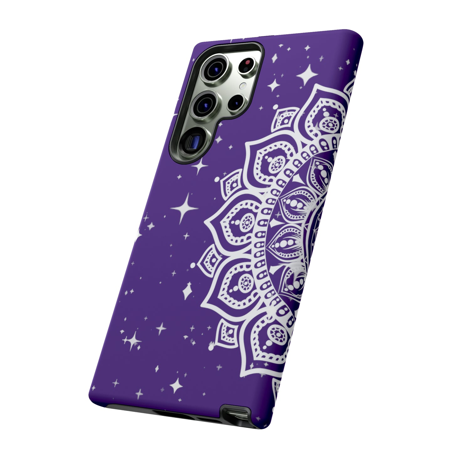 Purple mandala protective phone case for iPhone, Samsung and Google