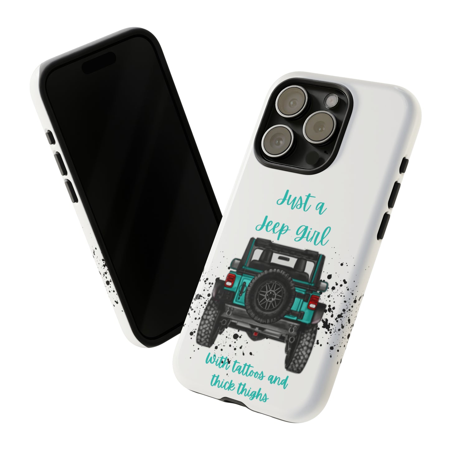 Off Road Girl with Tattoos and Thick Thighs Turquoise Protective Phone Case