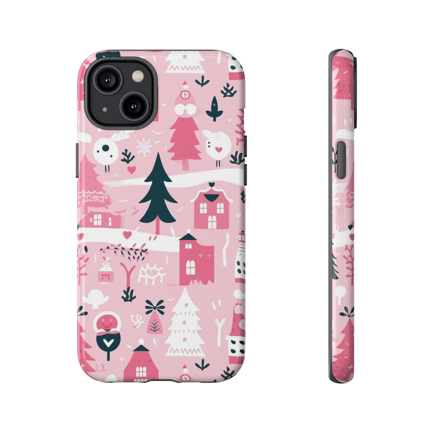 Pink Christmas Design Protective Case for Iphone, Samsung and Google Phones