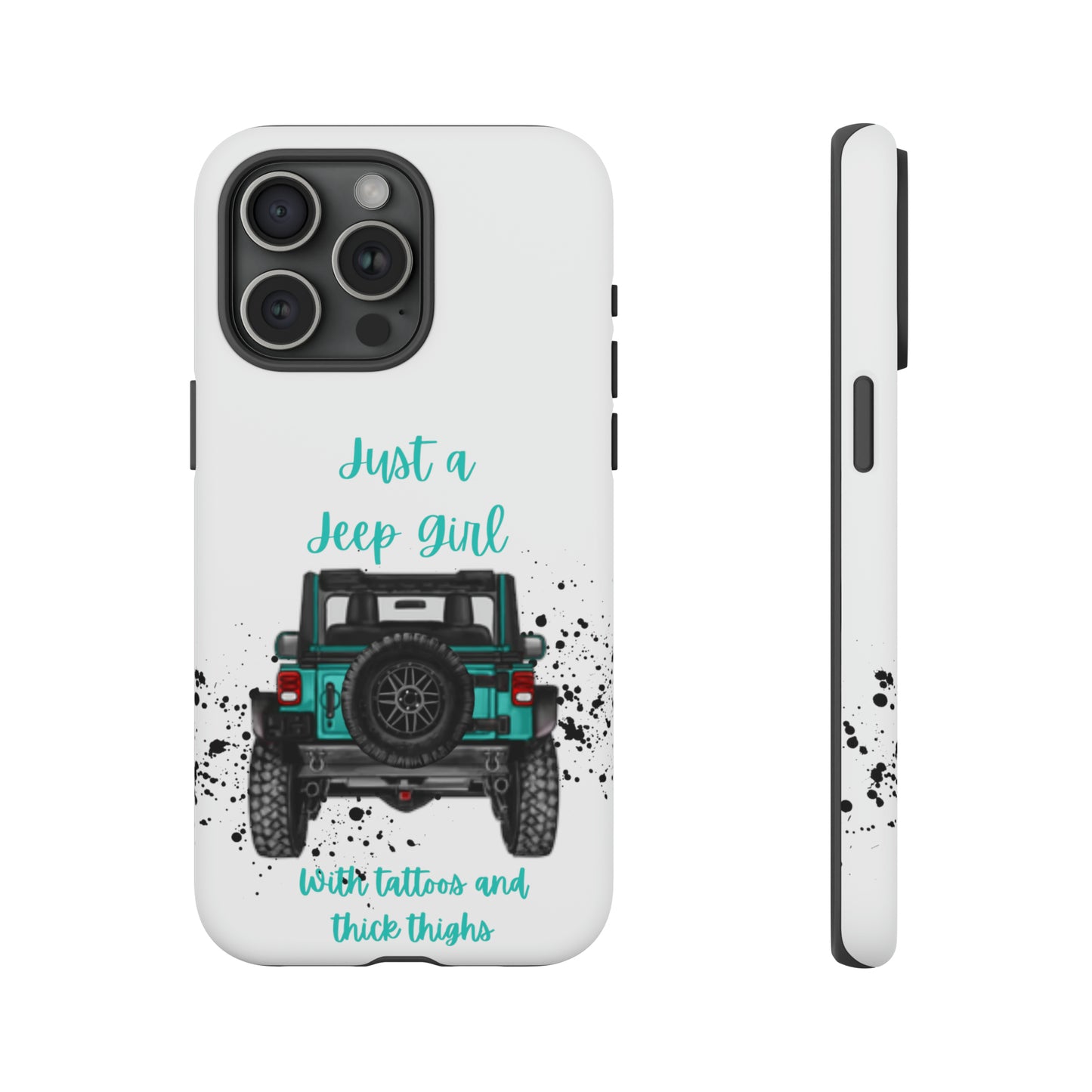 Off Road Girl with Tattoos and Thick Thighs Turquoise Protective Phone Case