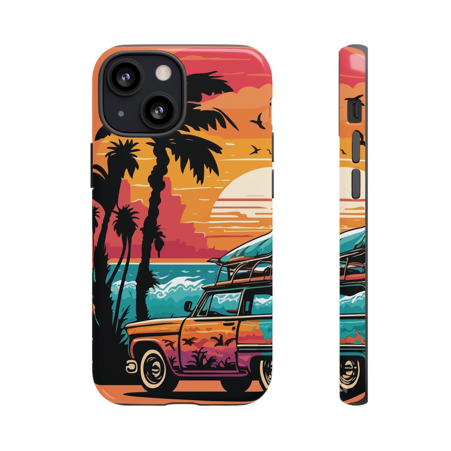 Summer Retro Sunset Protective Phone Case