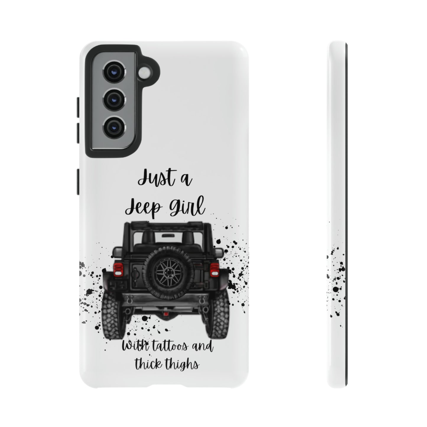 Off Road Girl with Tattoos and Thick Thighs Black Protective Phone Case