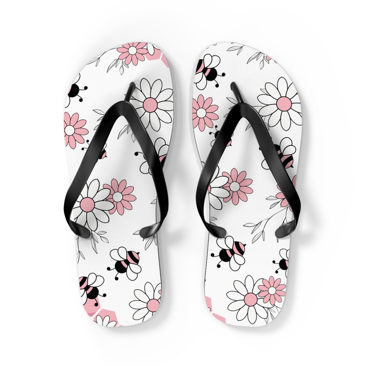 Pink Bees Flip Flops