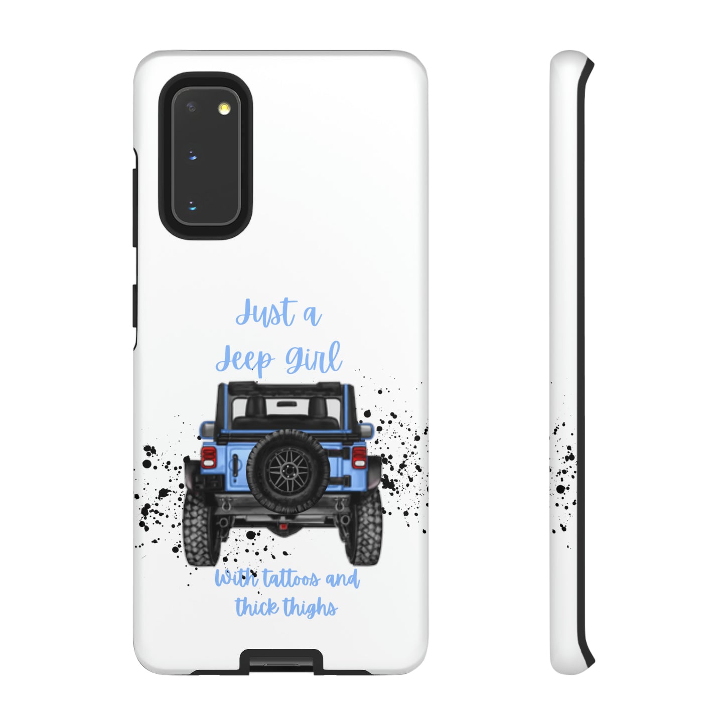 Off Road Girl with Tattoos and Thick Thighs Blue Protective Phone Case