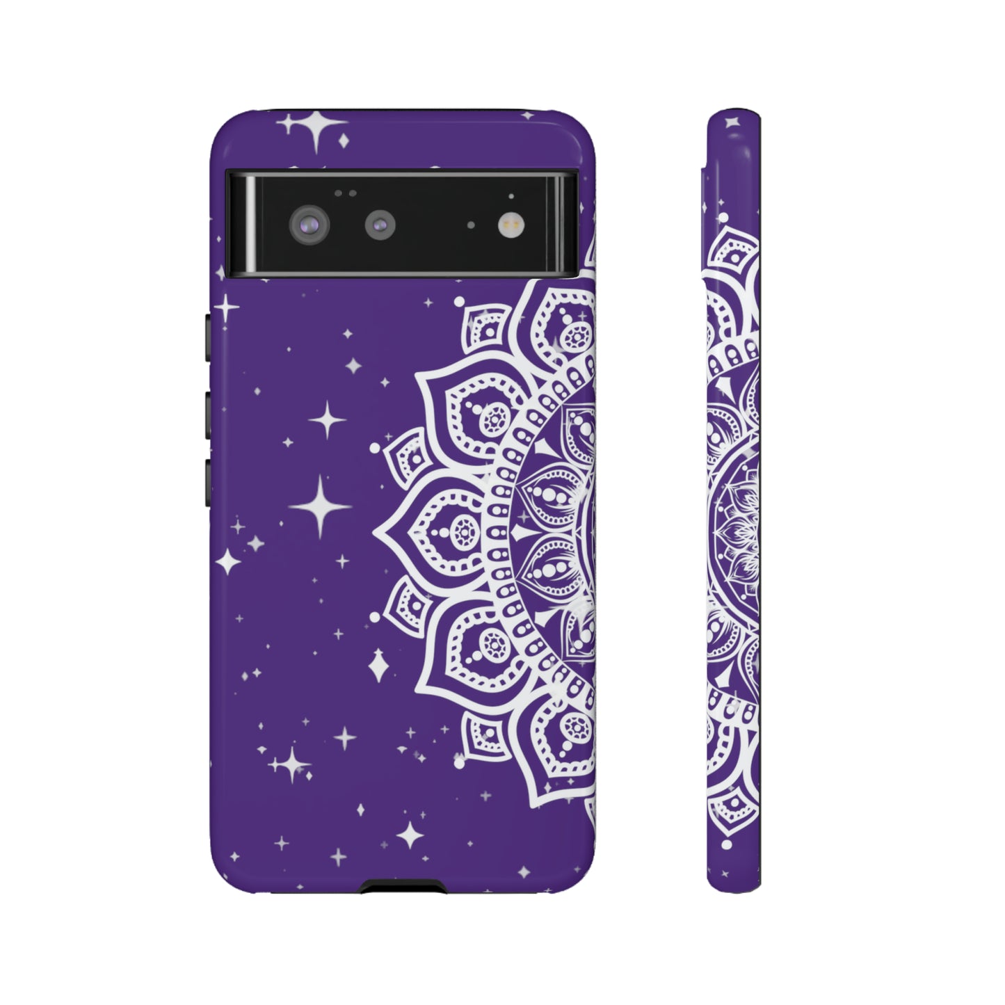 Purple mandala protective phone case for iPhone, Samsung and Google