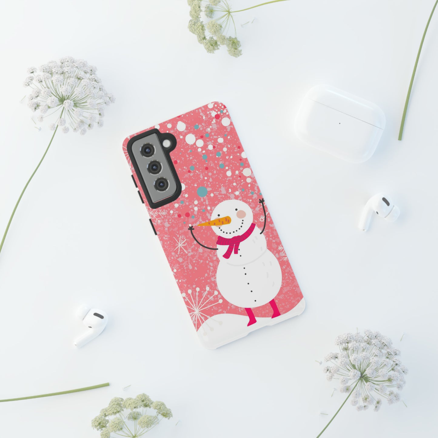 Pink Snowman Protective Case for Iphone, Samsung and a Google phones