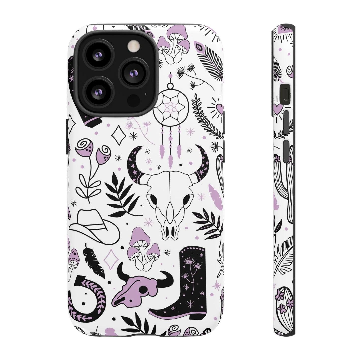 Purple and Black Western Protective Drop Proof Case Iphone, Samsung and Google phones