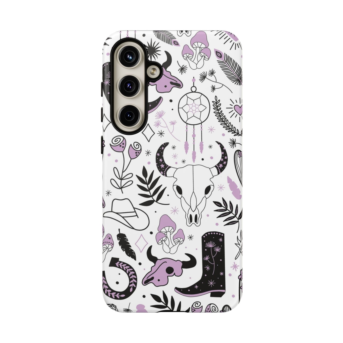 Purple and Black Western Protective Drop Proof Case Iphone, Samsung and Google phones