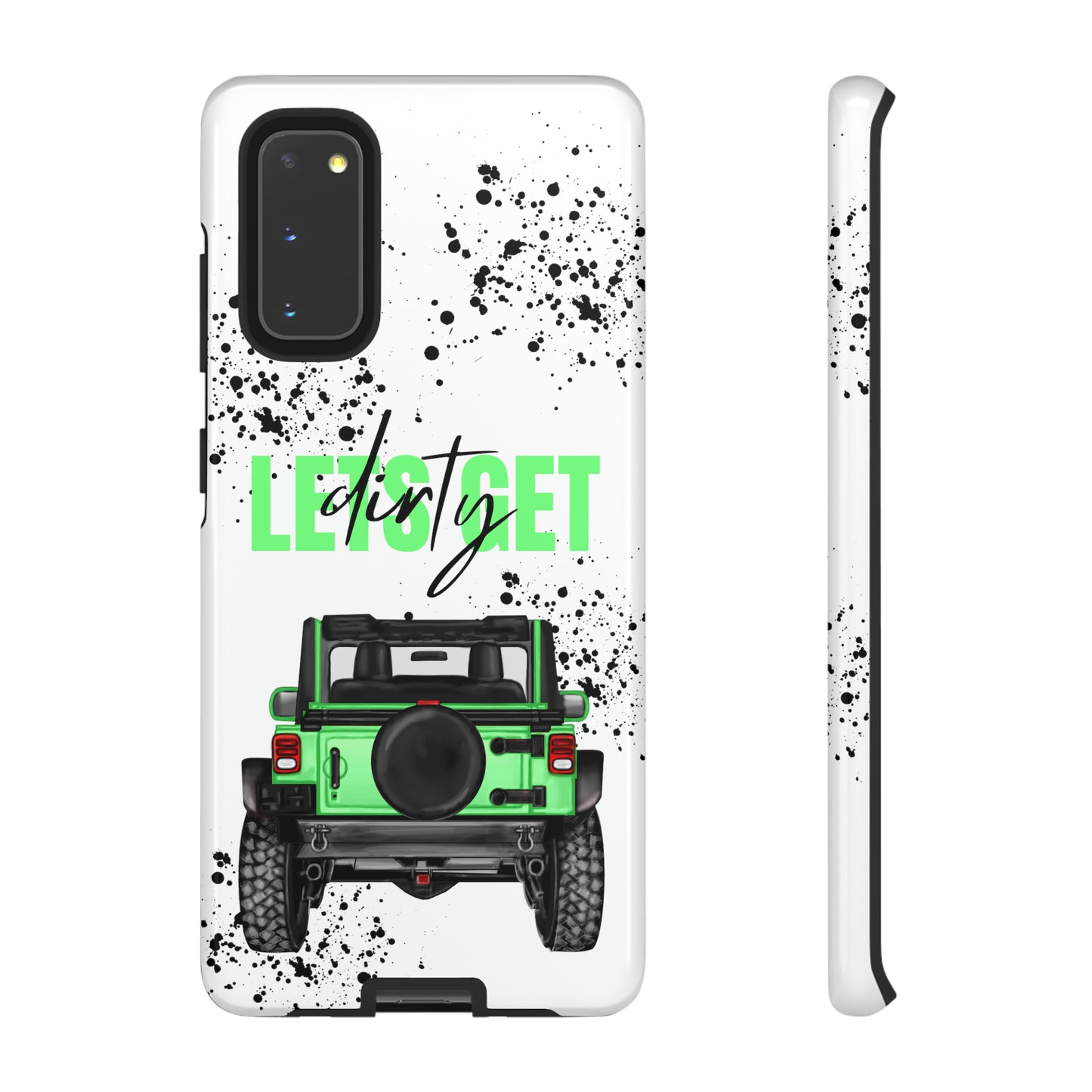 Lets Get Dirty Off Road Green Splatter Protective Phone Case