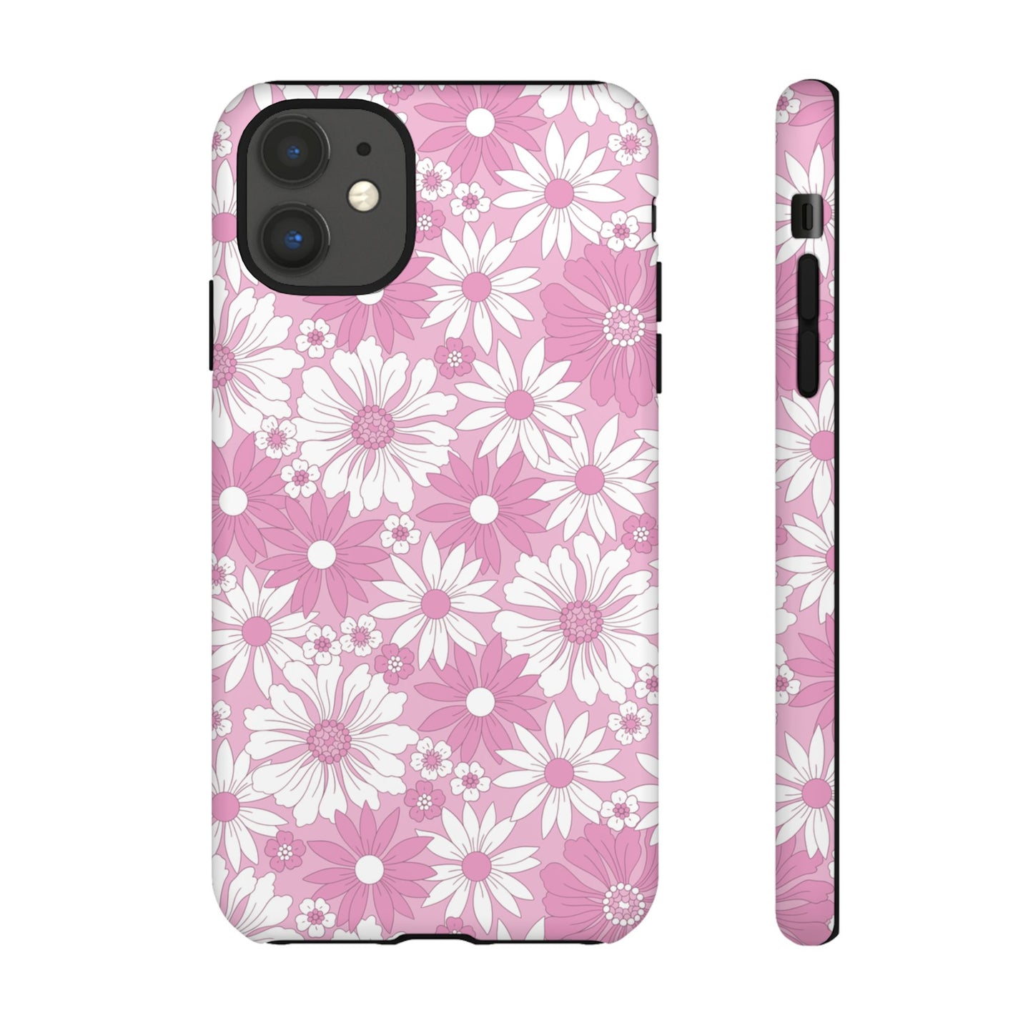 Pink and White Flowers Protective Phone Case