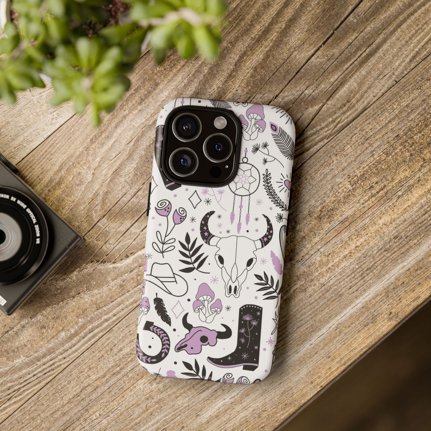 Purple and Black Western Protective Drop Proof Case Iphone, Samsung and Google phones