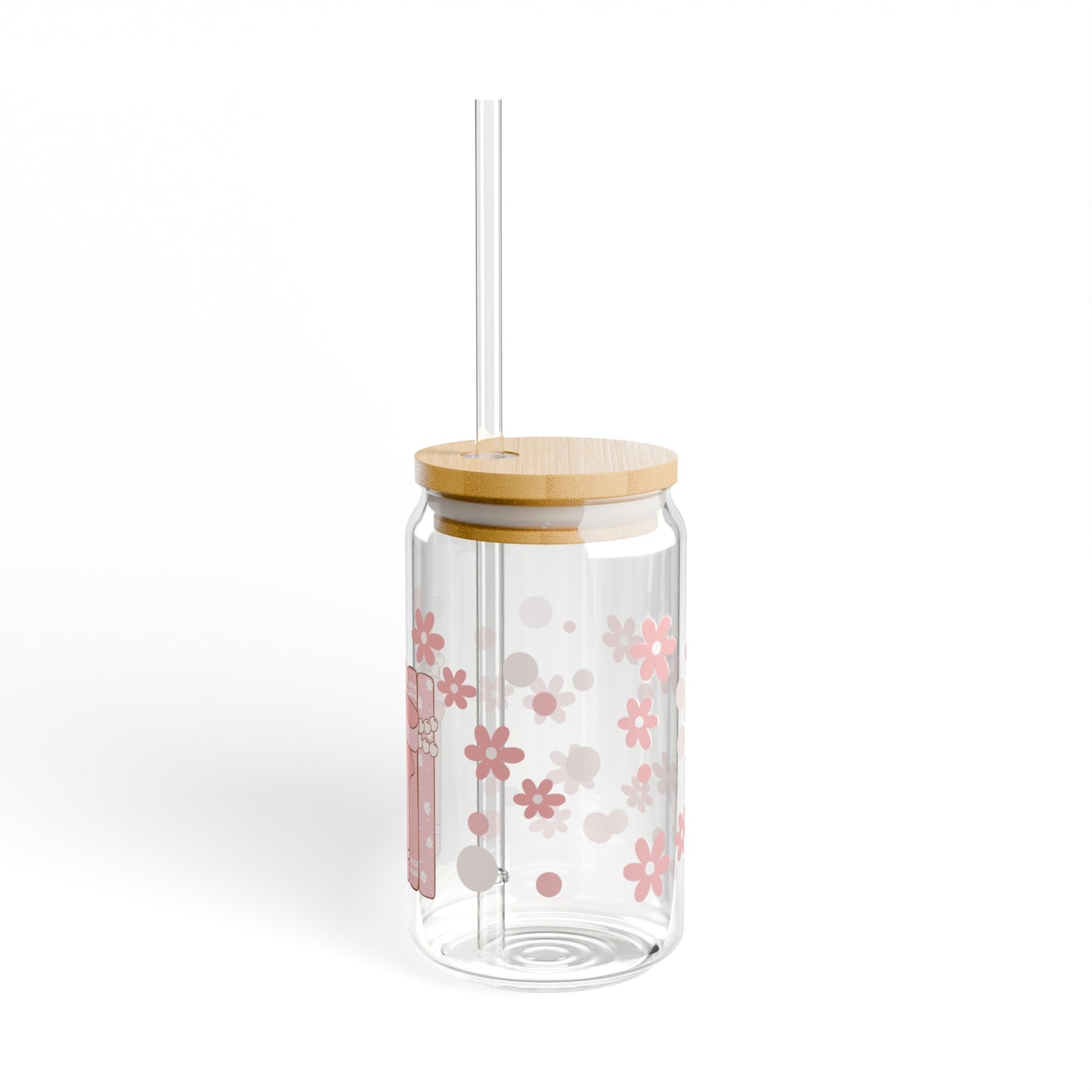 Book Love 16oz Glass Can with Lid and Straw