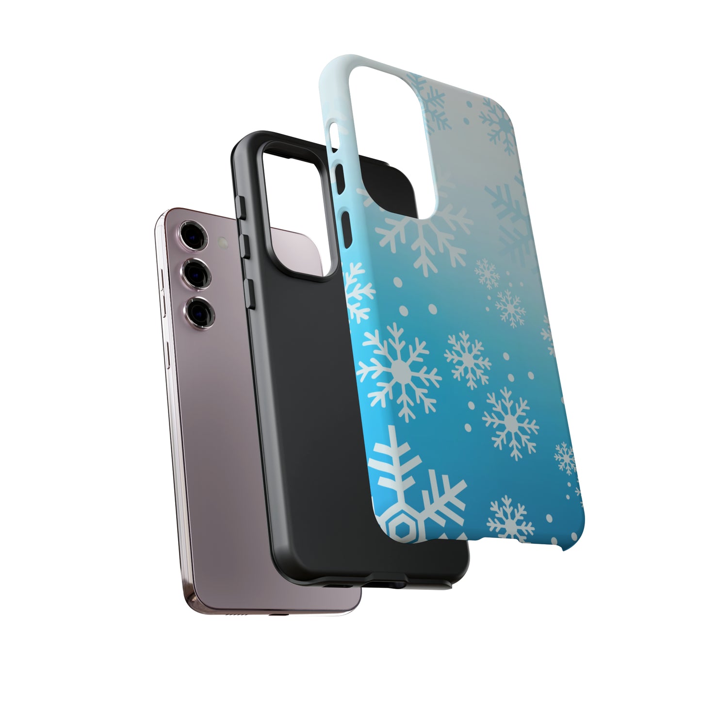 Winter, frozen, snowflake ombré protective phone case for Google, Samsung and IPhone