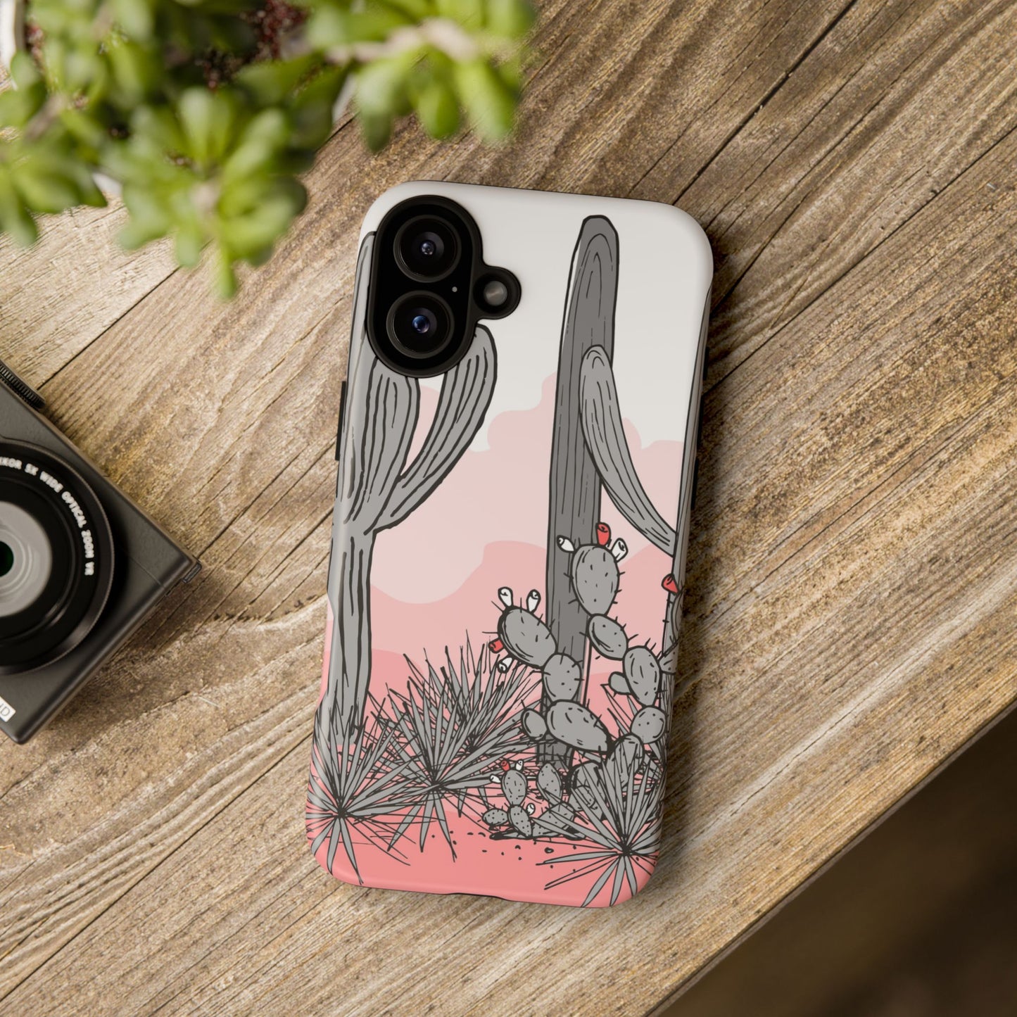 Pastel Cactus Sunset Protective Phone Case