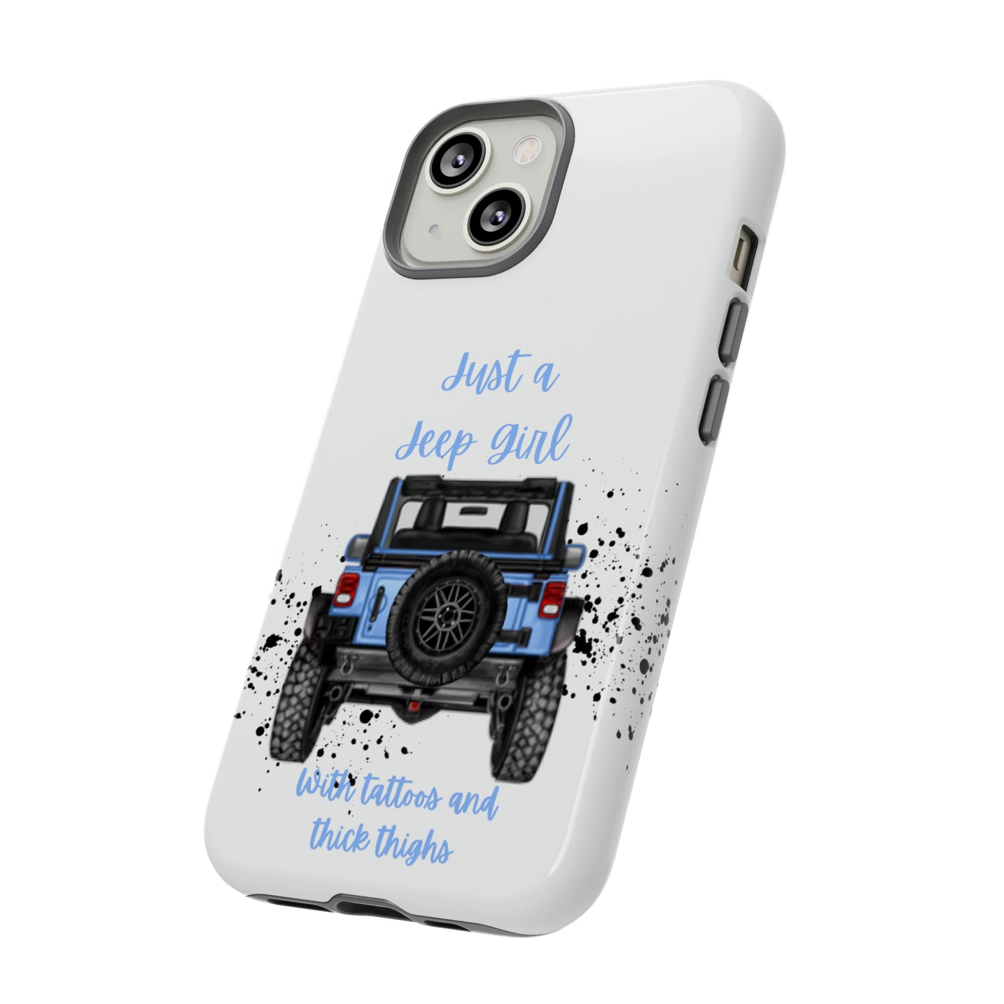 Off Road Girl with Tattoos and Thick Thighs Blue Protective Phone Case