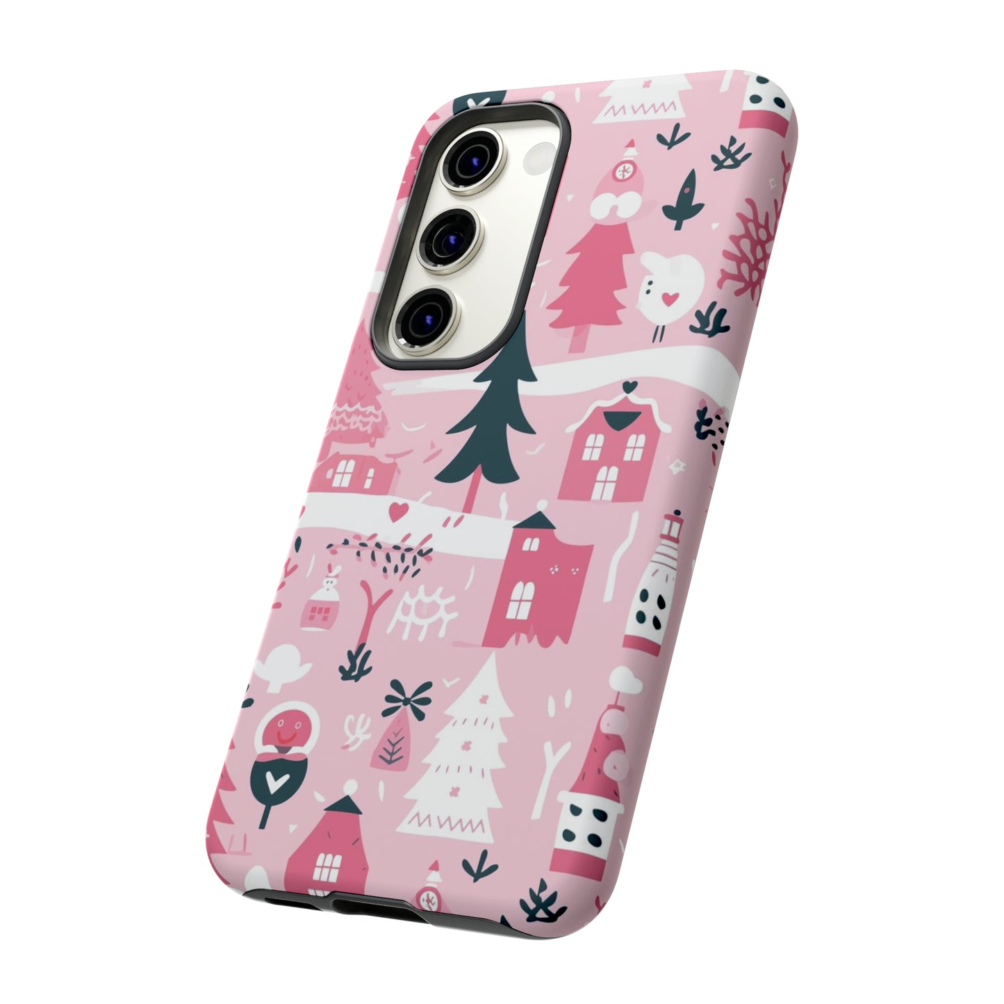 Pink Christmas Design Protective Case for Iphone, Samsung and Google Phones