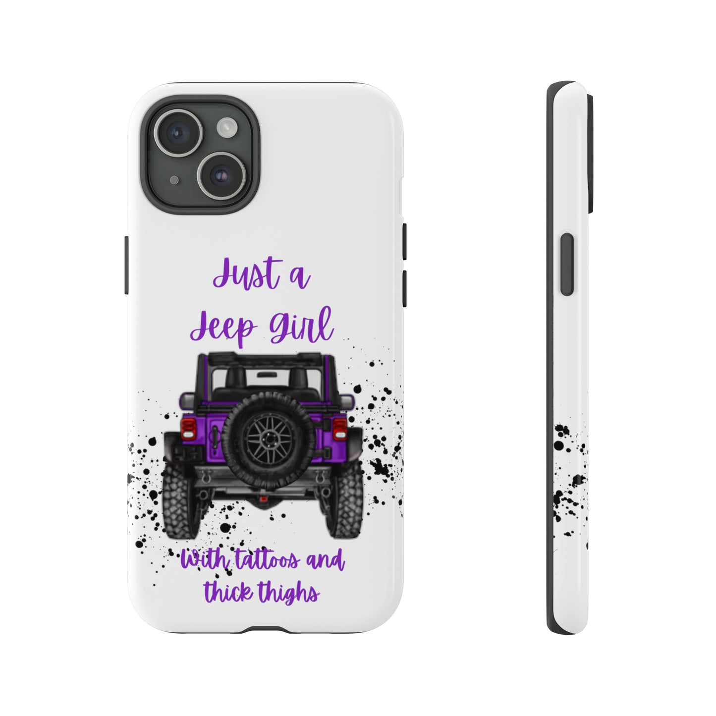 Off Road Girl with Tattoos and Thick Thighs Purple Protective Phone Case