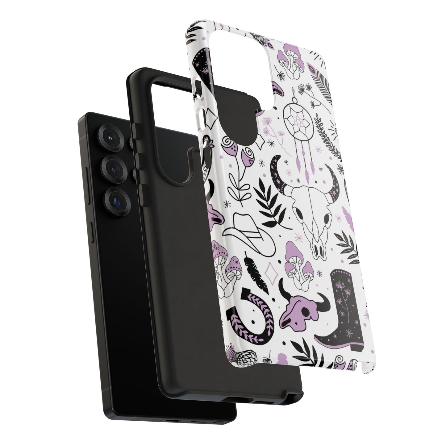 Purple and Black Western Protective Drop Proof Case Iphone, Samsung and Google phones