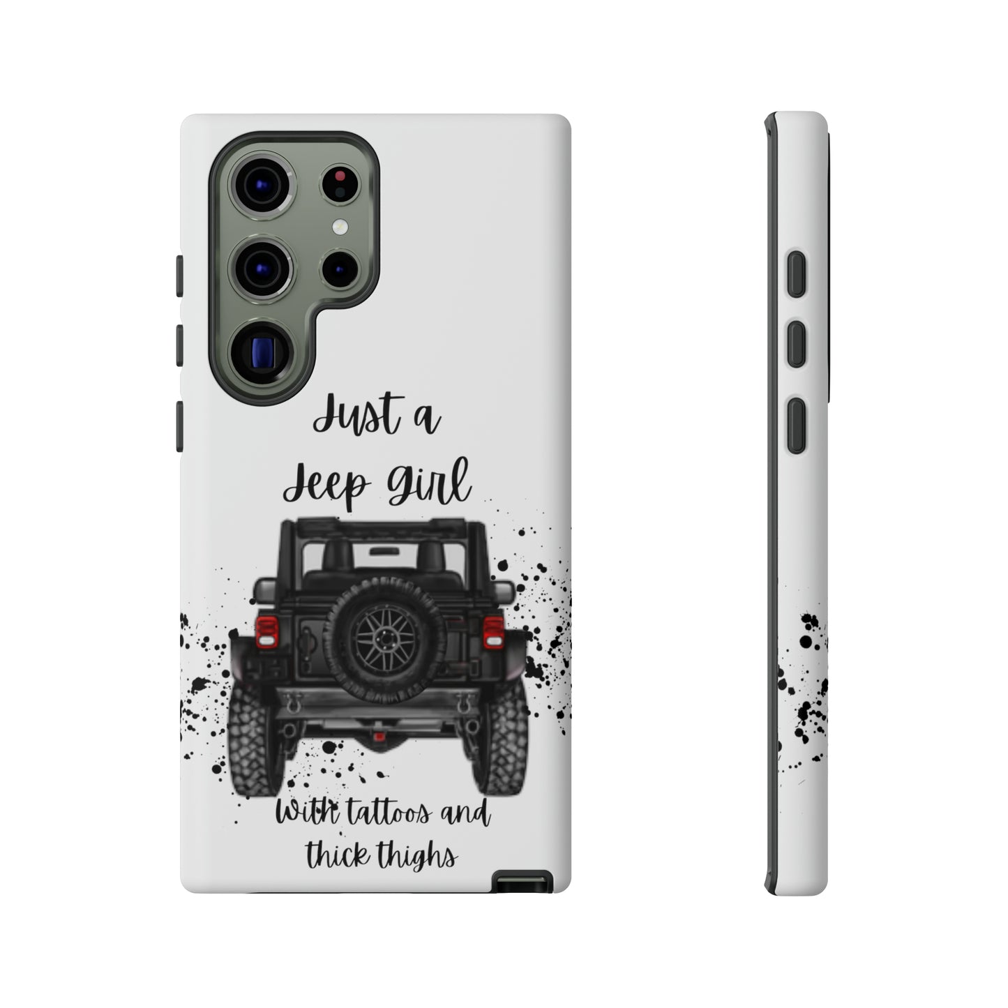 Off Road Girl with Tattoos and Thick Thighs Black Protective Phone Case