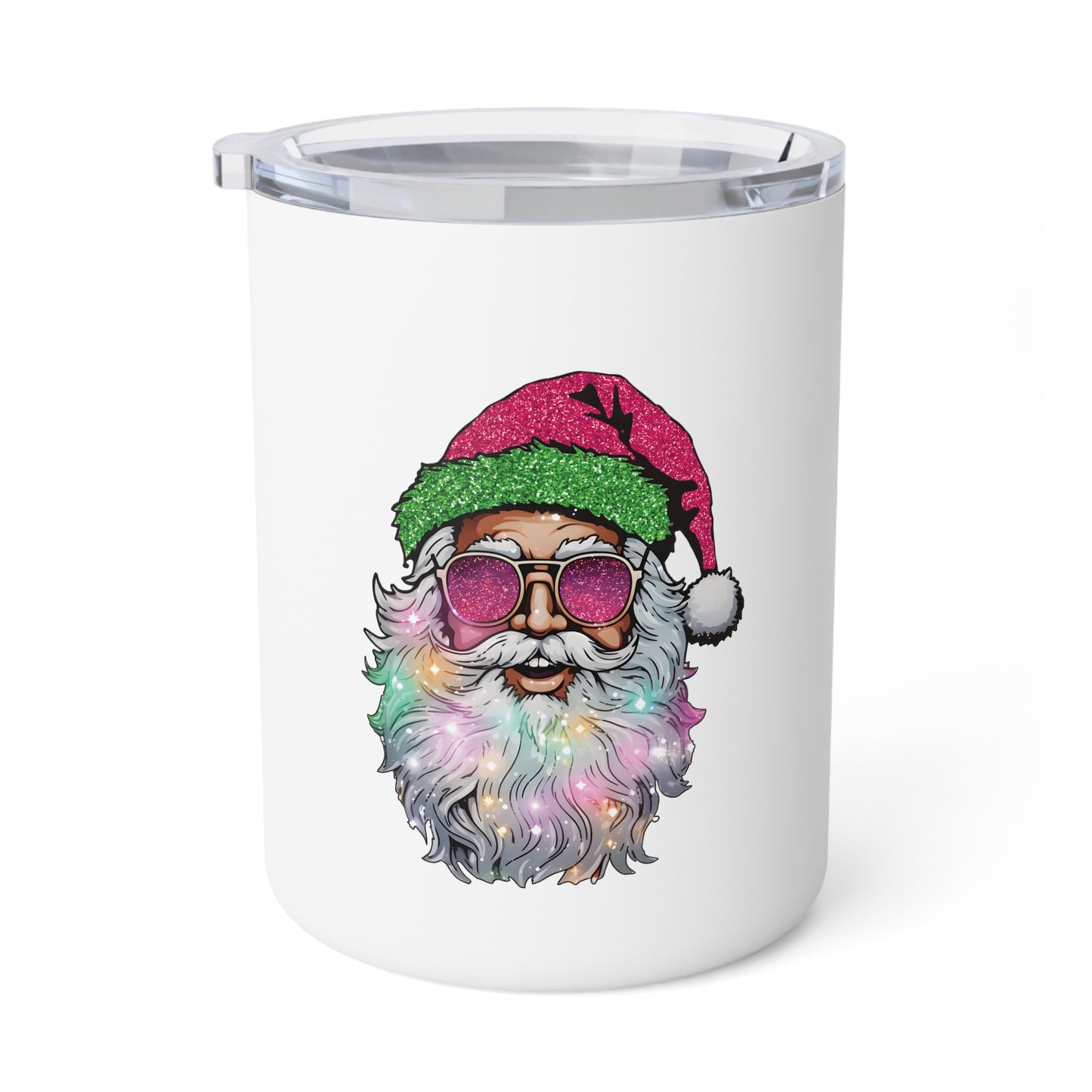 Santa Beard Lights Glitter Insulated Coffee Mug, 10oz