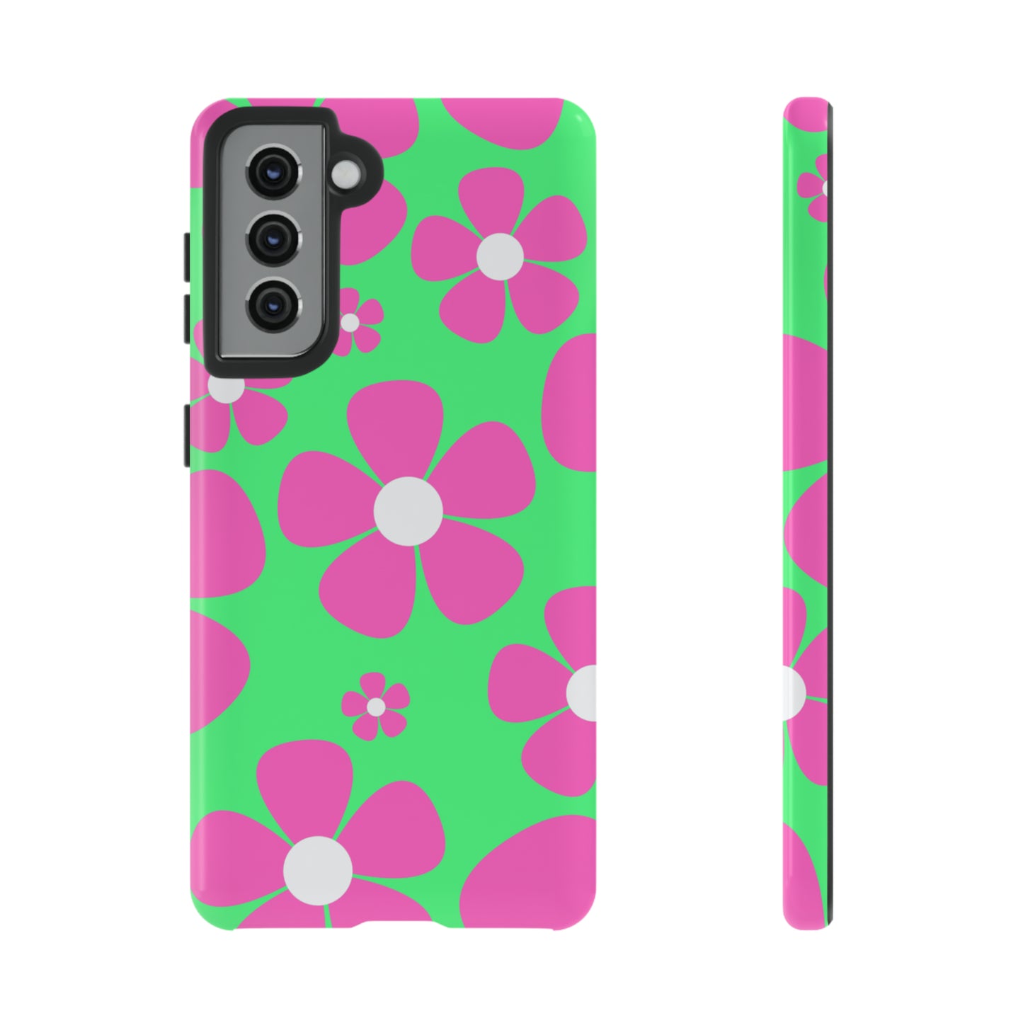 Green with pink flowers protective case