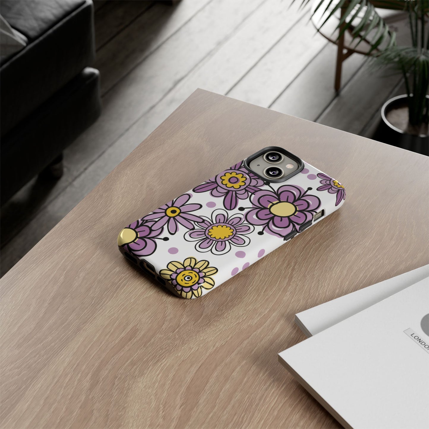Purple Flowers Protective Phone Case