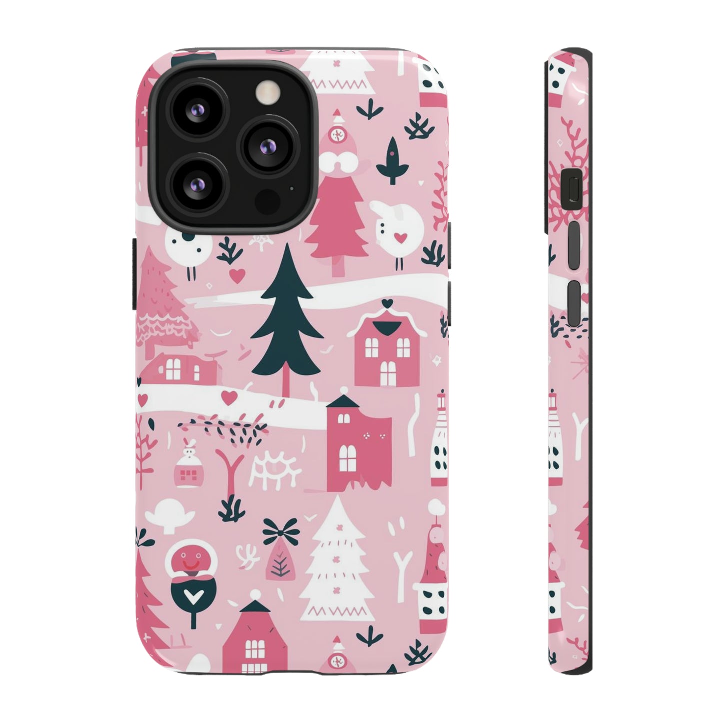 Pink Christmas Design Protective Case for Iphone, Samsung and Google Phones