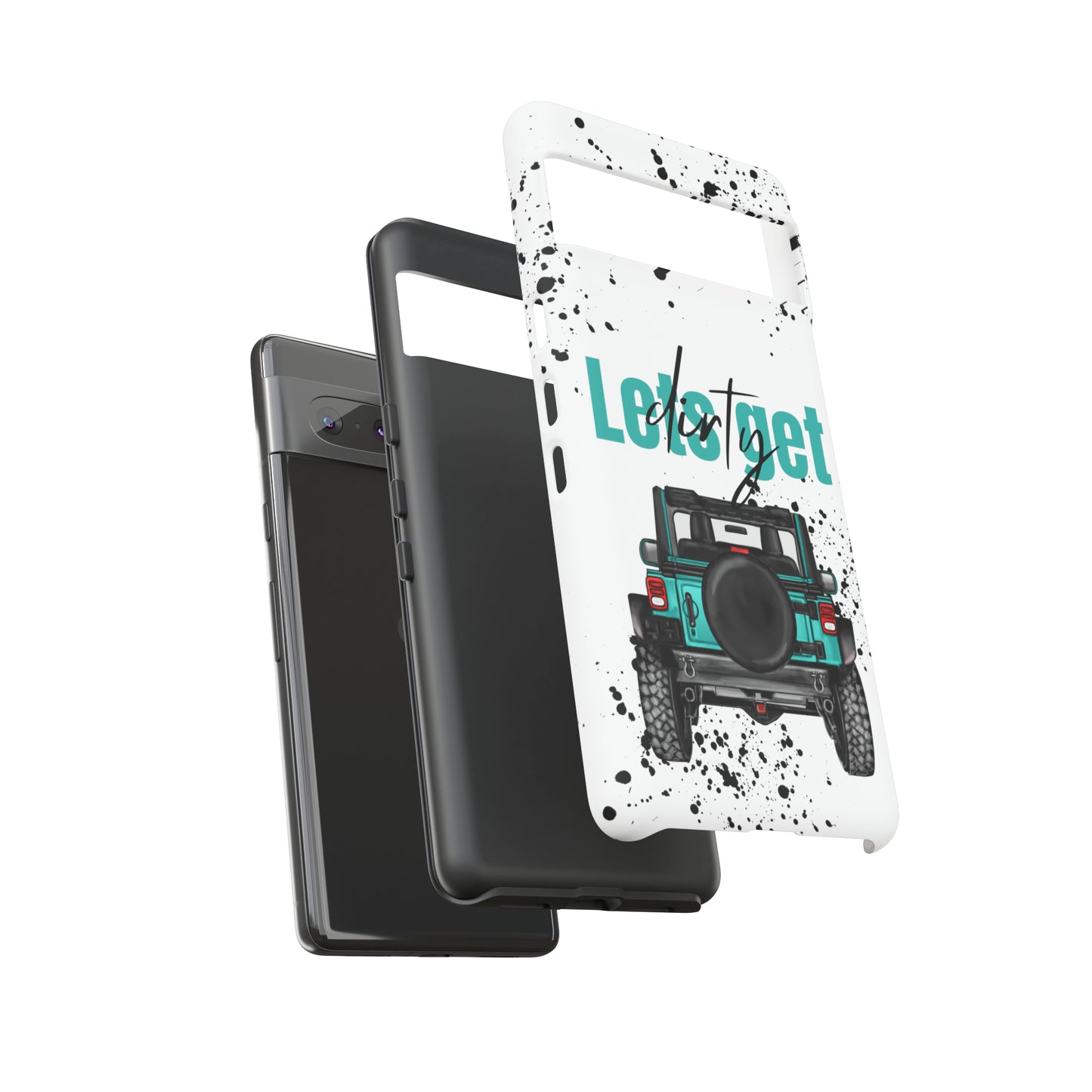 Lets Get Dirty Protective Phone Case for Iphone, Google and Samsung Splatter Turquoise