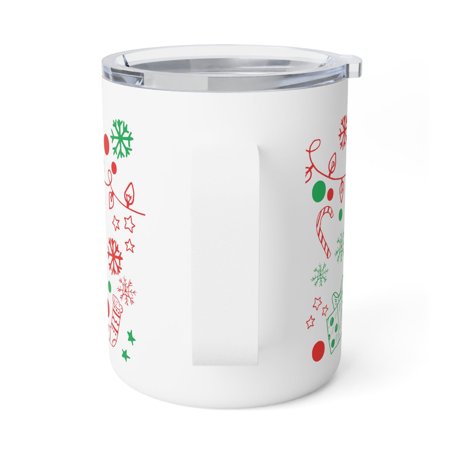 Christmas Doodles Insulated Coffee Mug, 10oz