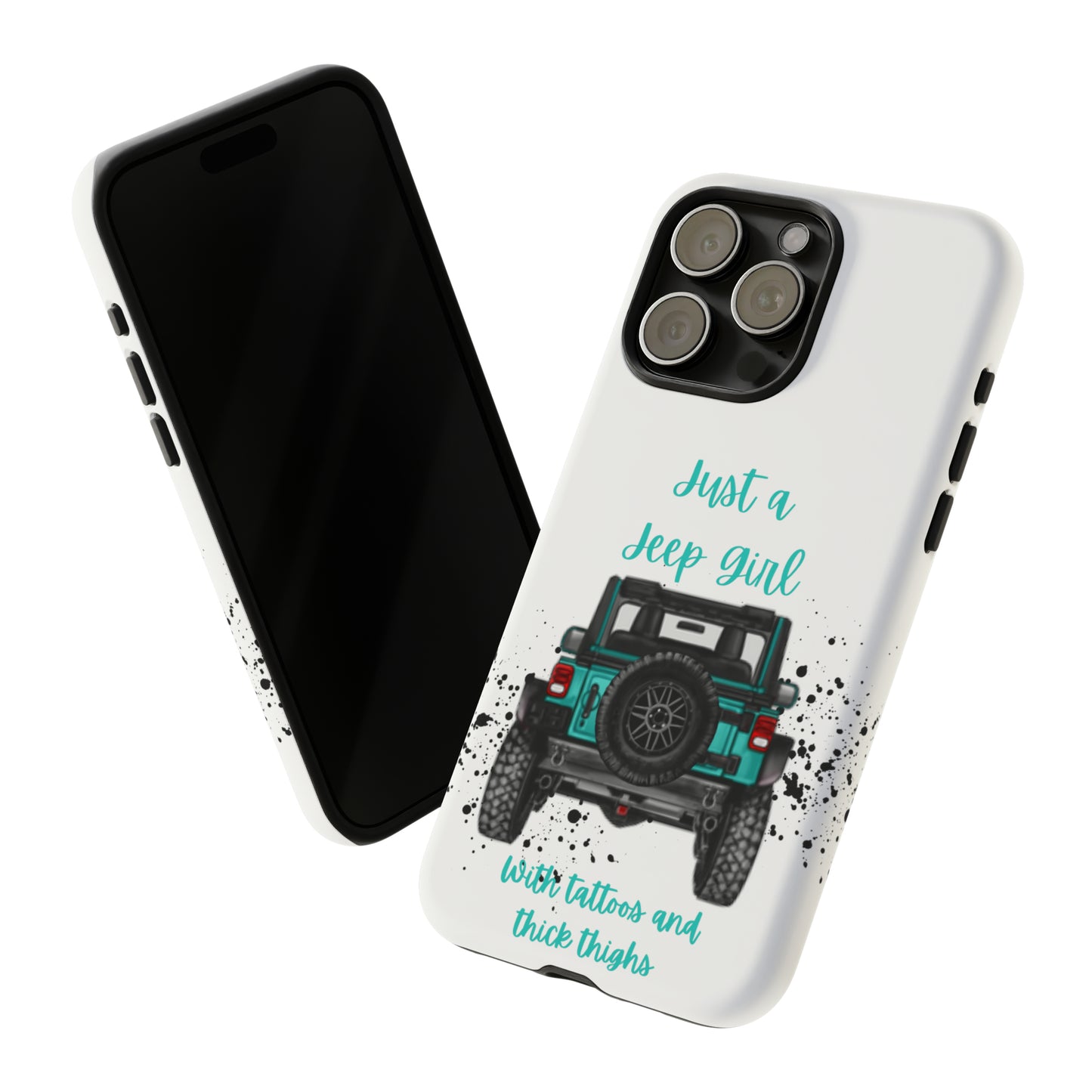 Off Road Girl with Tattoos and Thick Thighs Turquoise Protective Phone Case